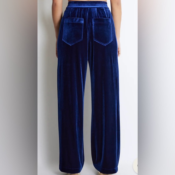 Roucha Vaga pants royal blue velvet wide leg  AA size small pull on pleat front - Picture 2 of 11